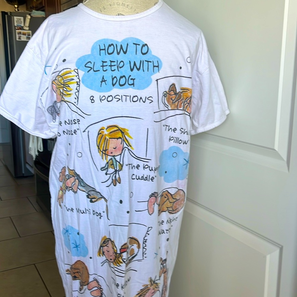 Vintage rel-e-vant One Size - 100% Cotton how to sleep w/ a dog Long Nightshirt